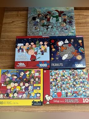 Peanuts 500 & 1000-Piece Jigsaw Puzzle Lot - Charlie Brown & Snoopy Scenes